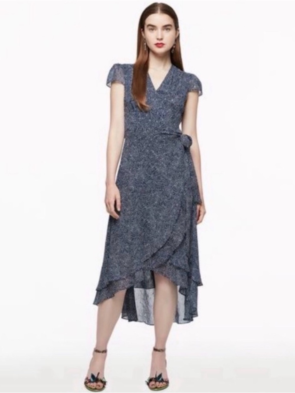 Betsey Johnson Constellations Navy High-Low Wrap Dress NWOT